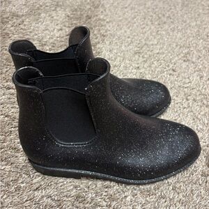 Kids Black Glitter Ankle Boots
